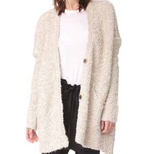 Free People Tan Beige Boucle Alpaca Blend Oversized Snap-Front Sweater - size XS